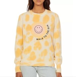 Sandro Yellow and Cream Tie-Dye Top